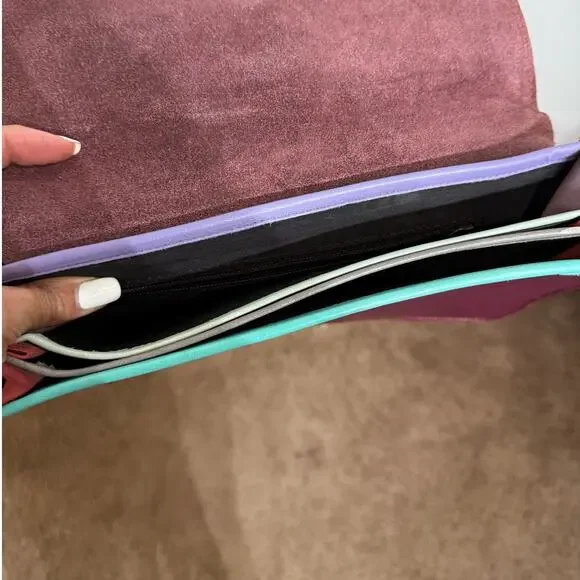 Pink Zebra Leather Crossbody Purse - Picture 6 of 12